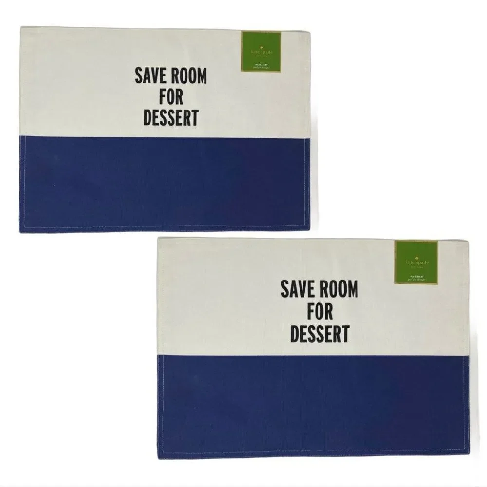 Kate Spade Save‎ Room For Dessert Table Placemats Iconic Logo Colorblock